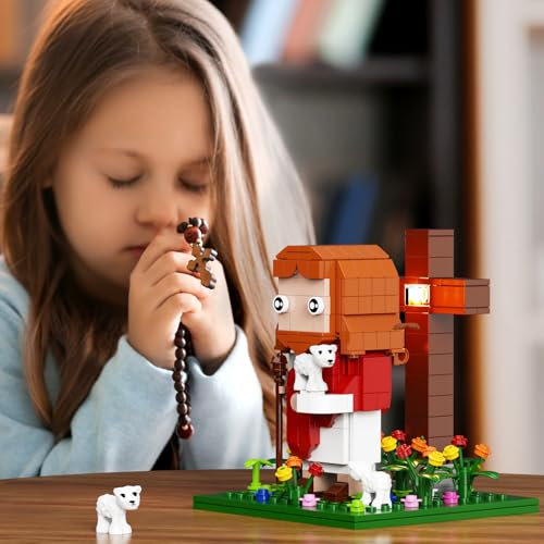 VONADO Jesus Building Block Set shows the birth scene with shepherds for reverent display