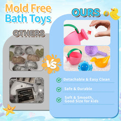 Voohek bath toys with quick-drain design to keep bath area tidy.
