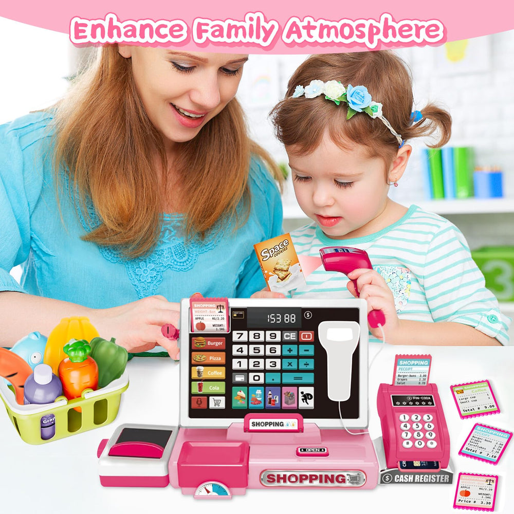 VOPOGLNE cash register playset decorative microphone adds ambiance to role-play.