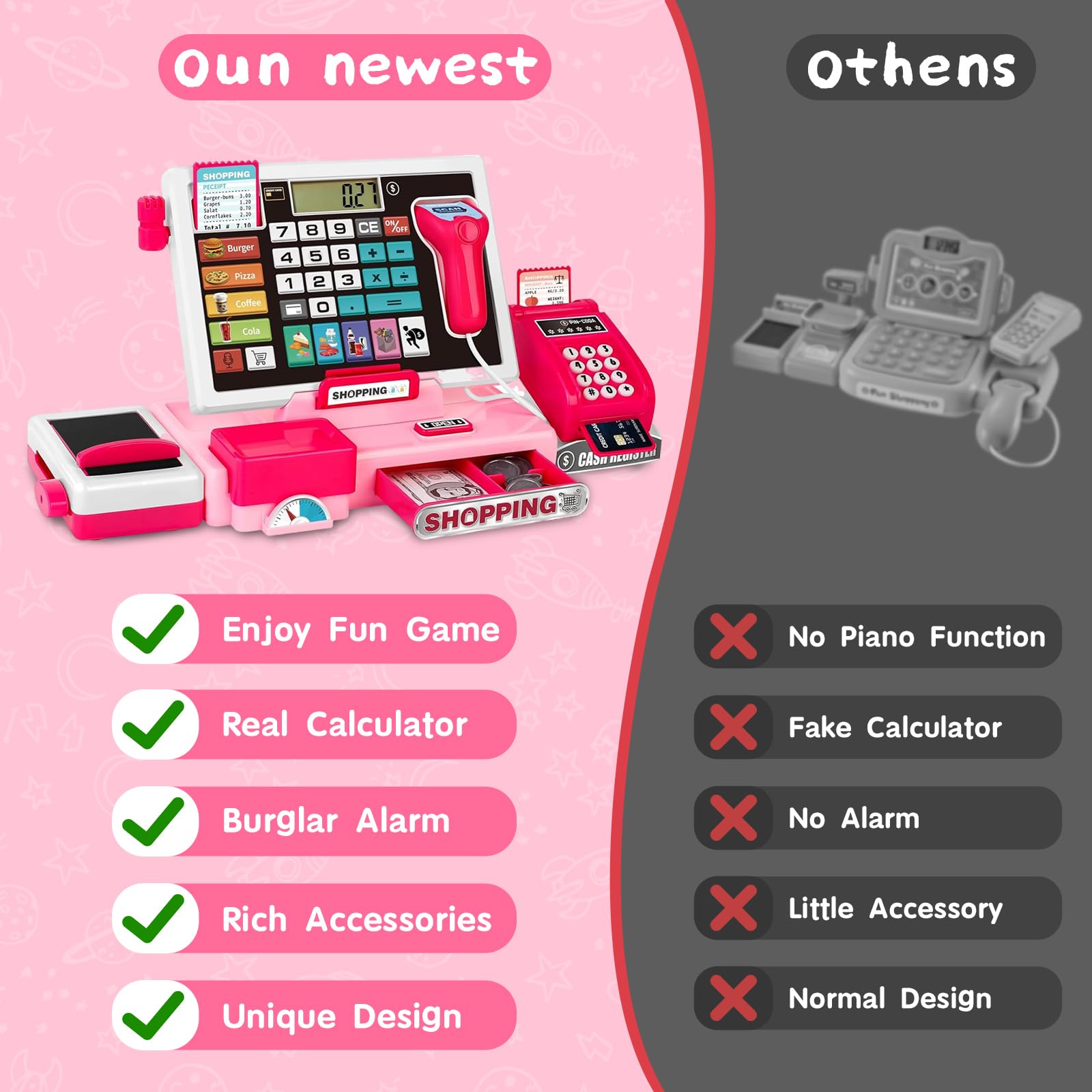 VOPOGLNE cash register playset educational value supports early math and motor skills.