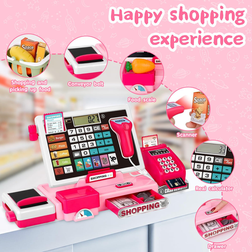 VOPOGLNE cash register playset piano modes offer engaging musical interludes for sensory exploration.