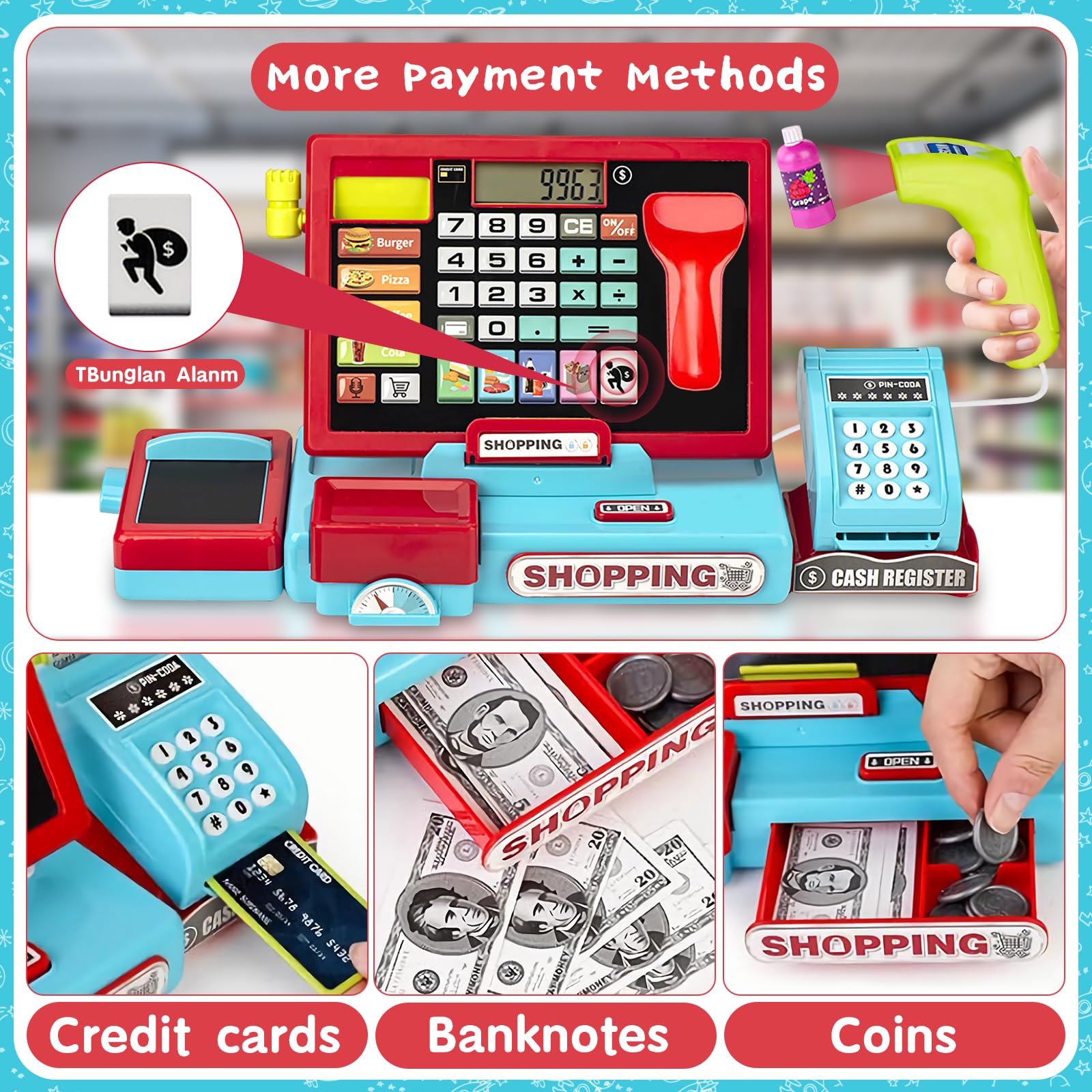 VOPOGLNE multifunctional calculator play set for arithmetic and role-play.