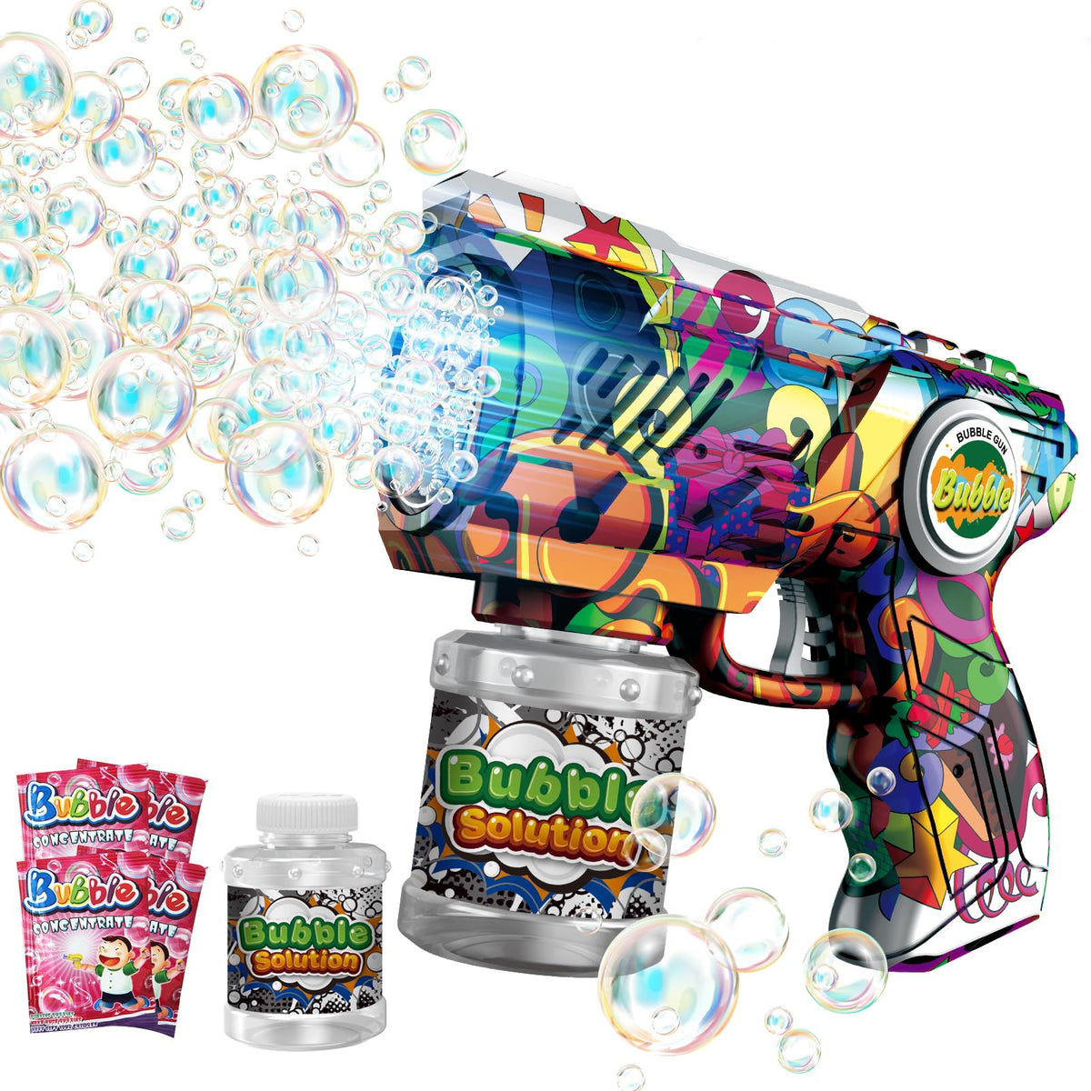 VORBLIX Bubble Gun with LED lights for colorful outdoor play