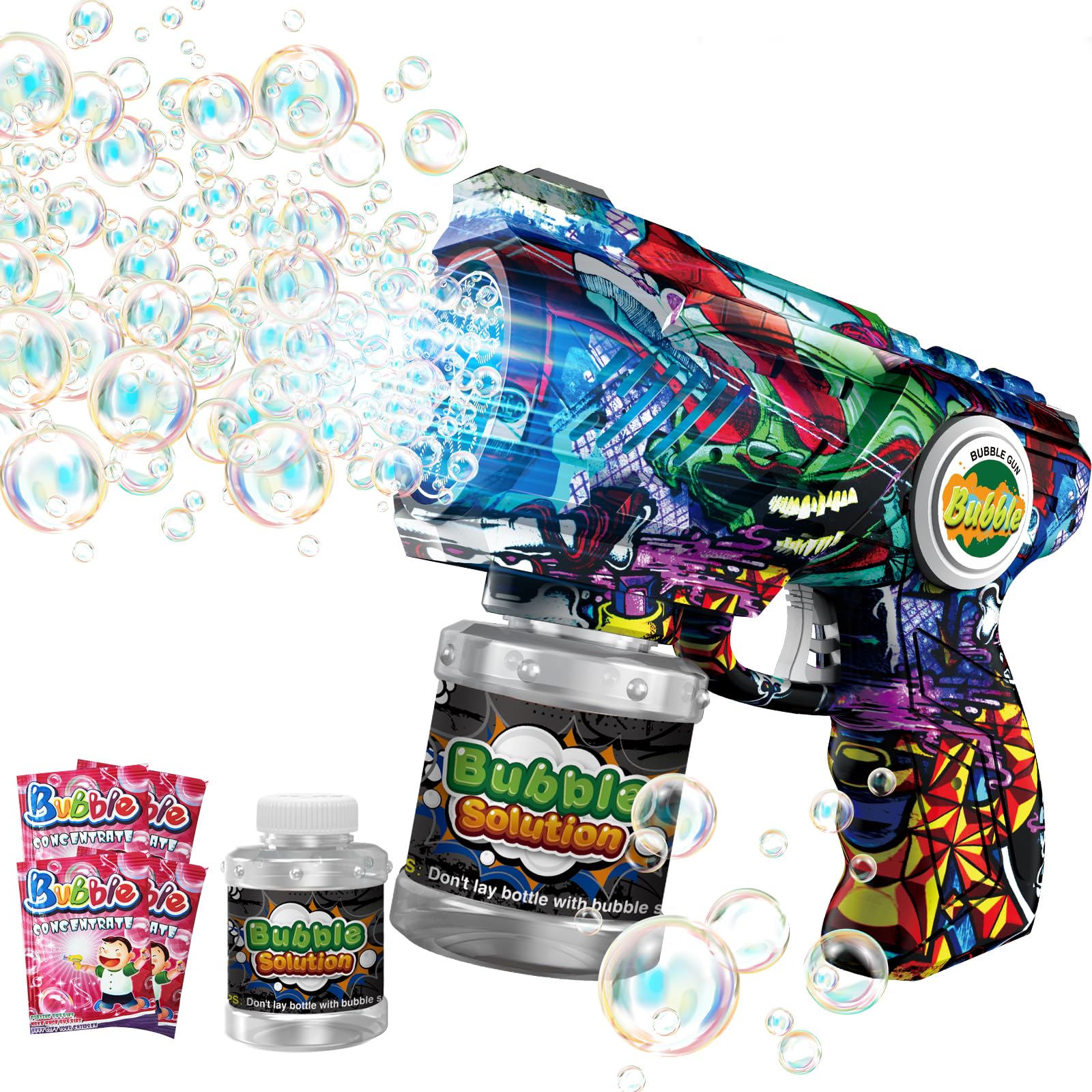 VORBLIX bubble gun with LED lights for nighttime outdoor play