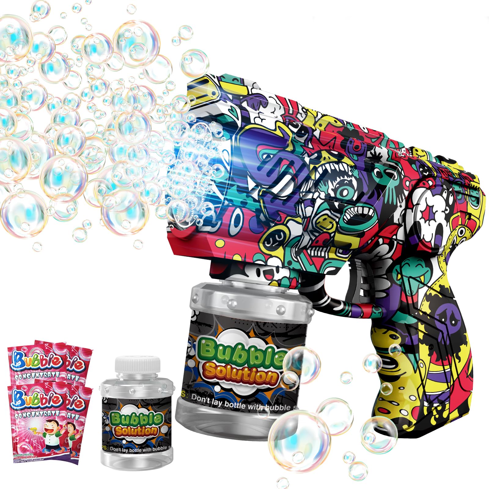 VORBLIX bubble gun with LED lights dazzling during outdoor play