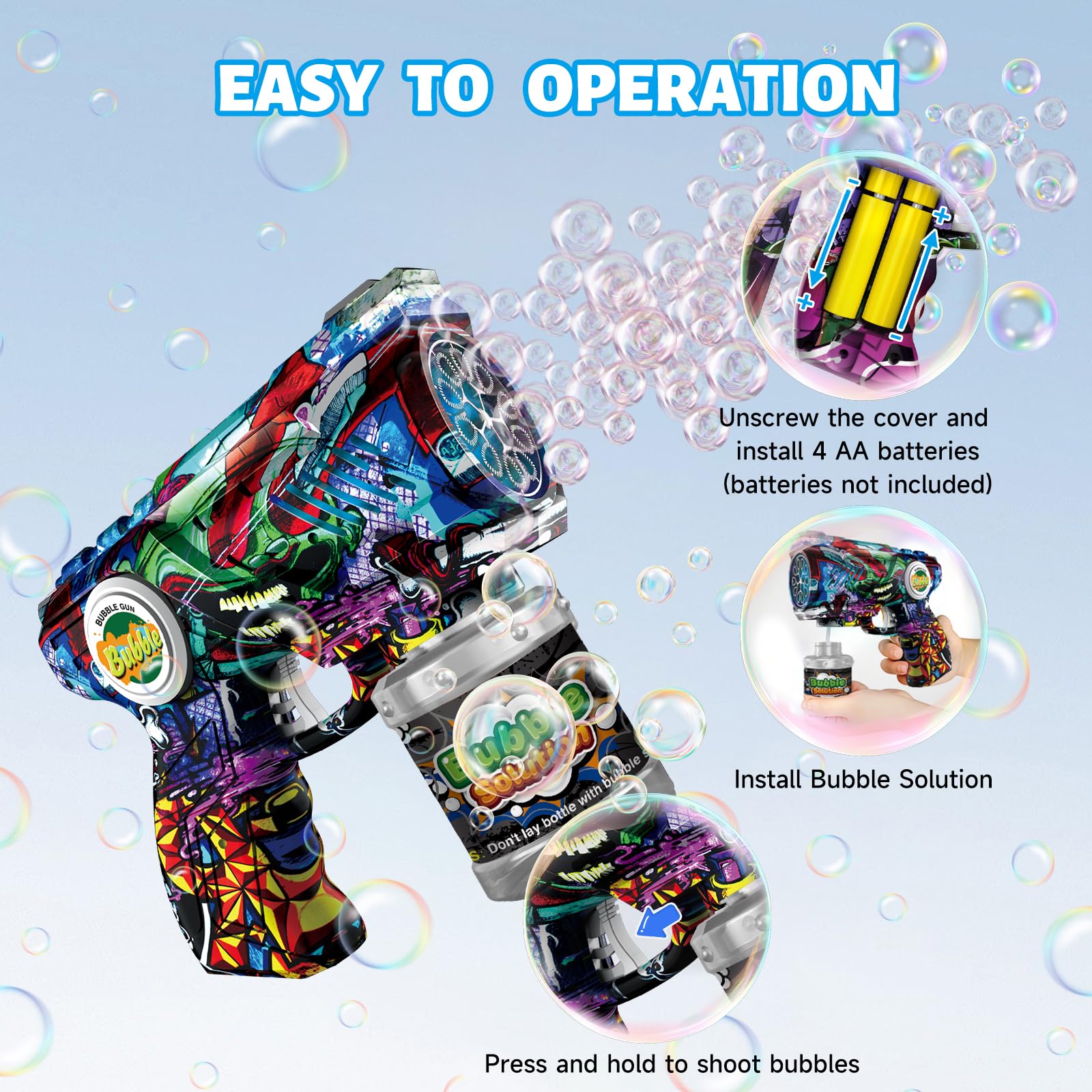Included bubble solution bottle and refill packs with VORBLIX