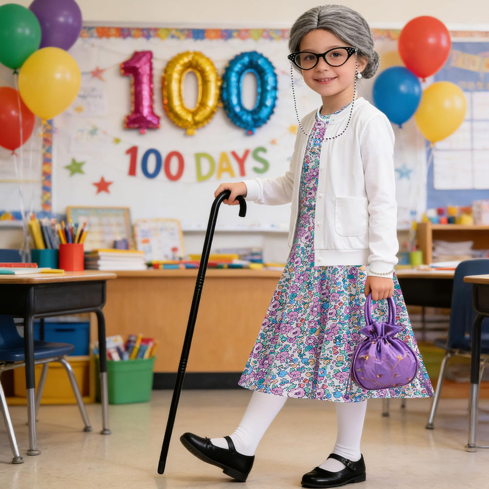 VORLITS elegant purple handbag complements the 100th day outfit