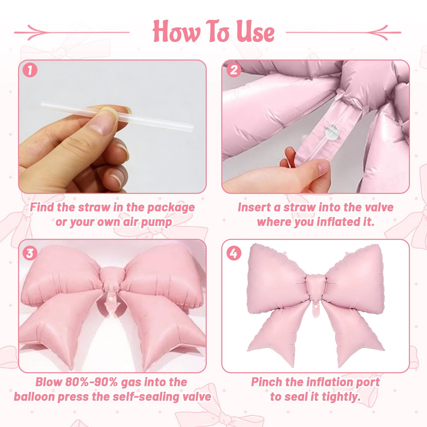 Vorplick pink bow balloon arch decoration for receptions