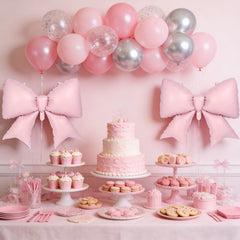 Vorplick self sealing valve on pink bow balloon for easy setup