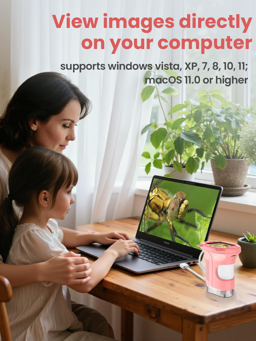 Vorth manual focus wheel lets kids fine-tune the view.