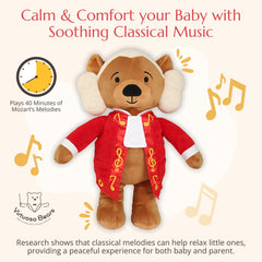 Vosego Amadeus Mozart Plush Bear in-hand with soft fabric for comforting routines