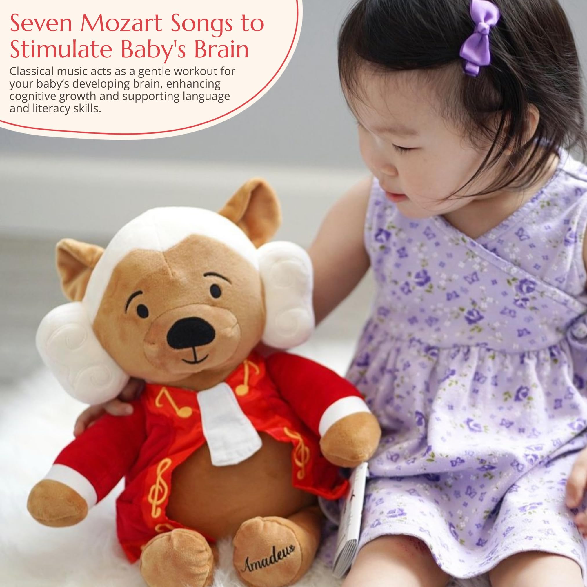 Vosego Amadeus Mozart Plush Bear plays Mozart tunes during nap time