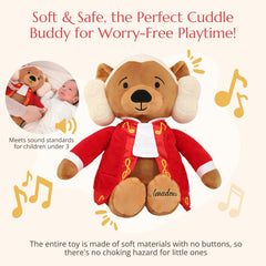 Vosego Amadeus Mozart Plush Bear with easy volume control for safe listening