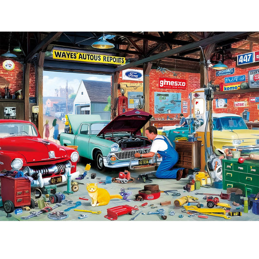 VoYouTwo 300-piece auto repair shop puzzle scene for family fun