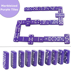Vovotuzzi purple leather case keeps dominos secure during travel
