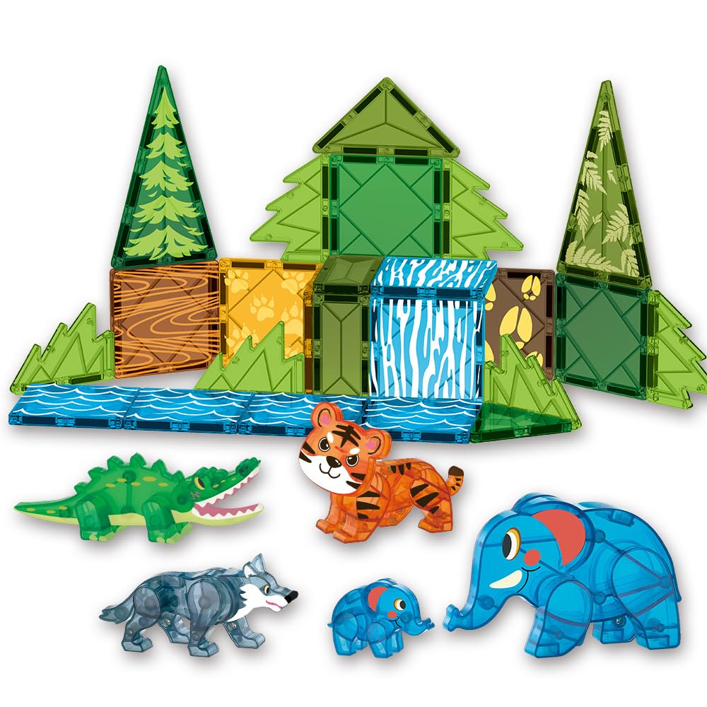 Voxifyx magnetic tiles elephant: vibrant jungle friend boosts imaginative play and early color recognition.