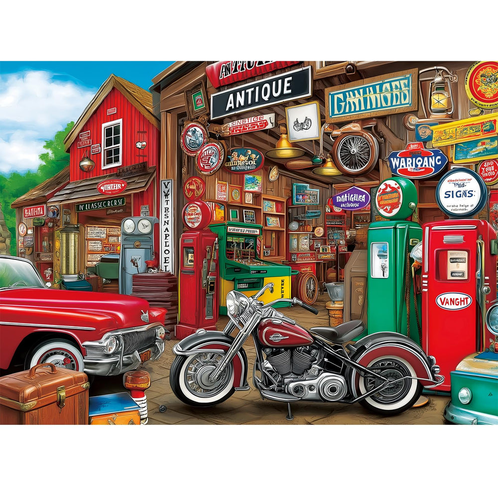 VoYouTwo 500-piece antique garage puzzle front image, perfect for relaxing evenings.