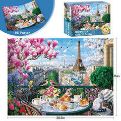 VoYouTwo Paris balcony flowers puzzle offers colorful detail for mindful focus.