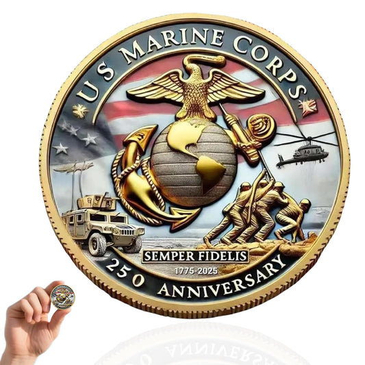 Vozekrod USMC 250th front coin for display and collection