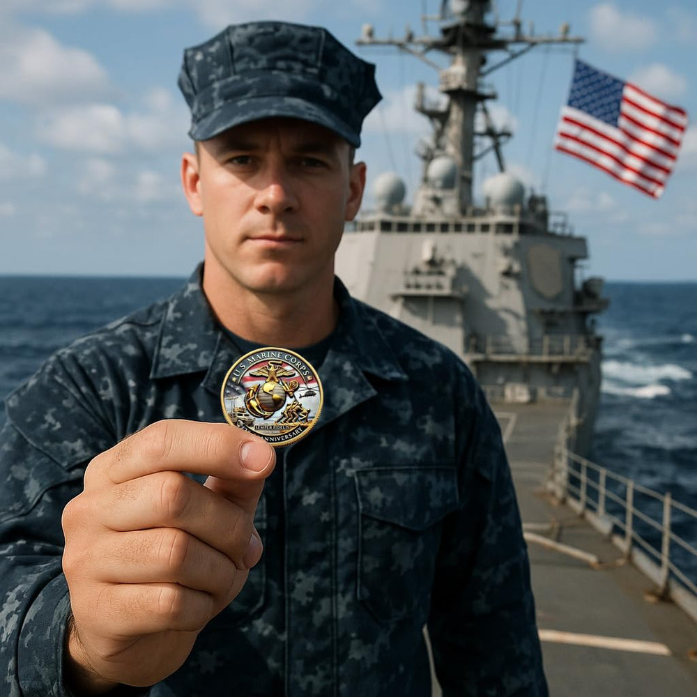 Vozekrod USMC 40mm diameter coin ready for display