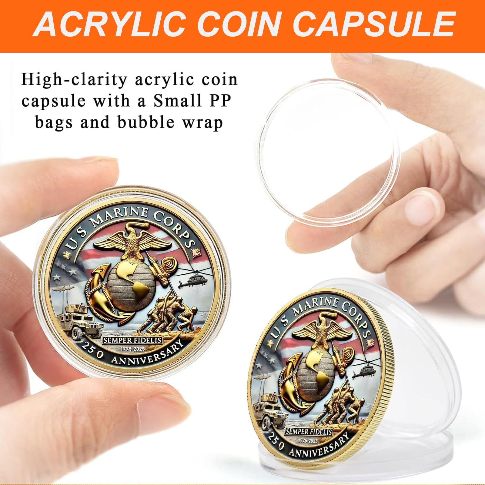 Vozekrod USMC coin high-relief artwork on both sides