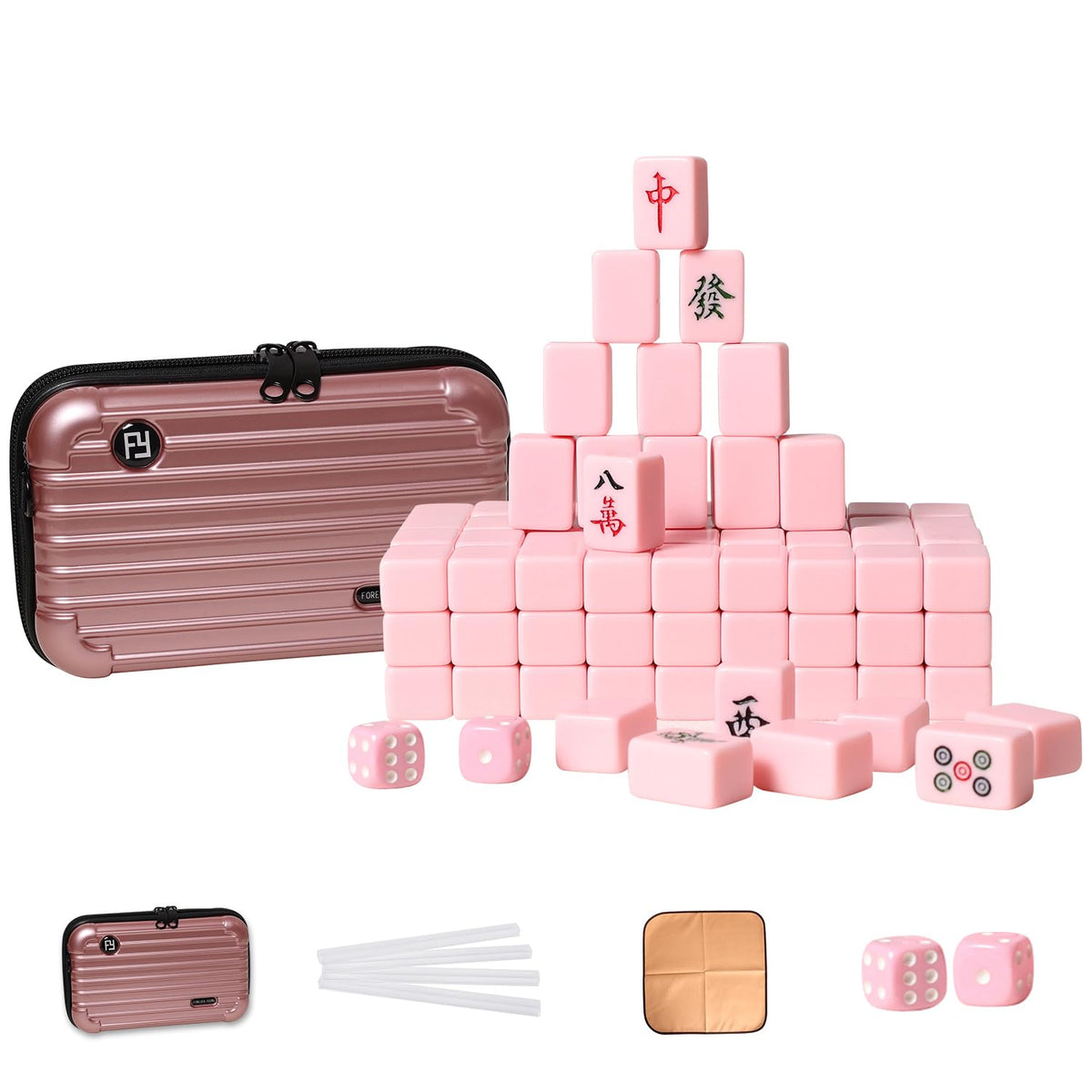VPH Mini Chinese Mahjong tiles in water pink for portable, authentic gameplay.