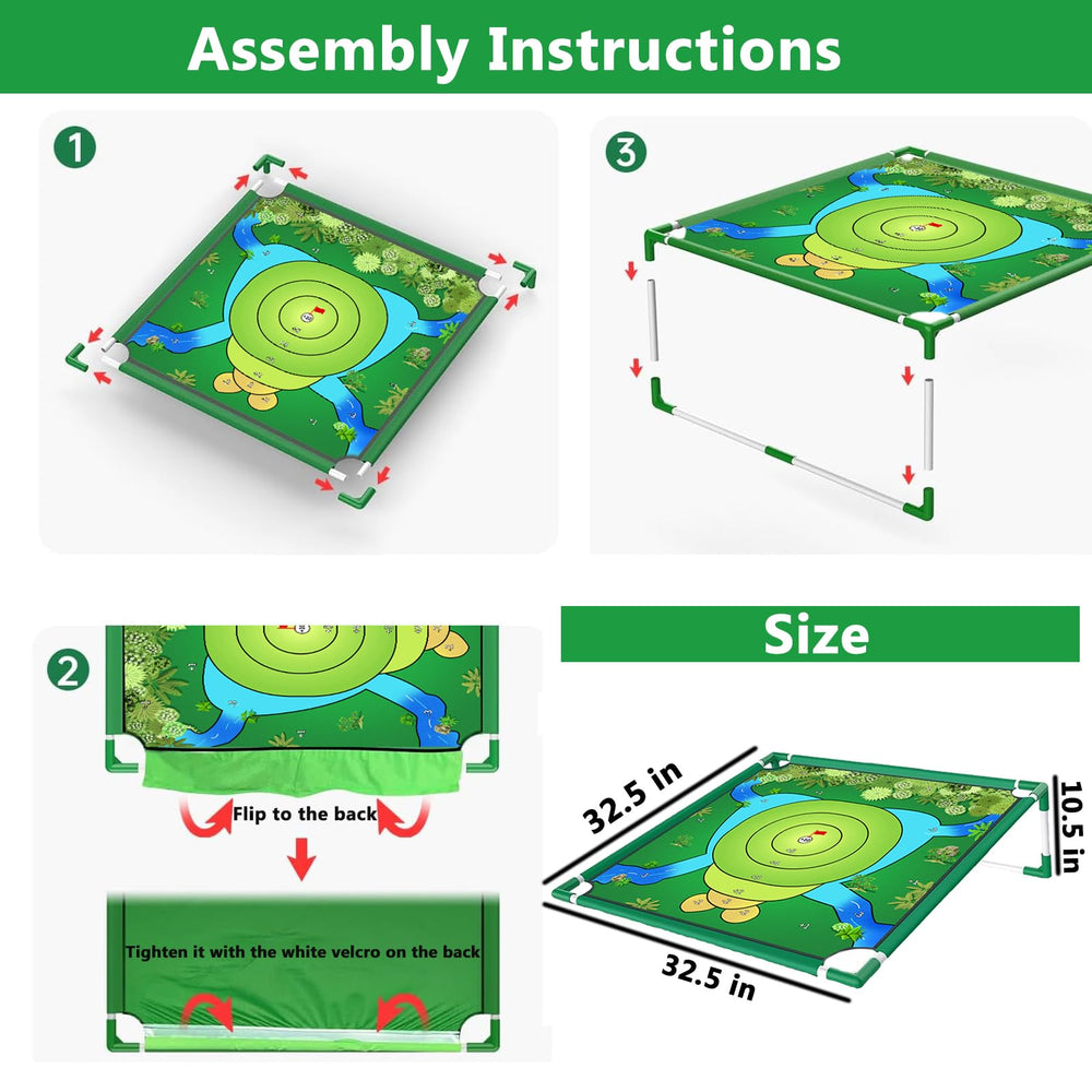 VQRZG Golf Chipping Game folded setup demonstrates fast tool-free assembly.