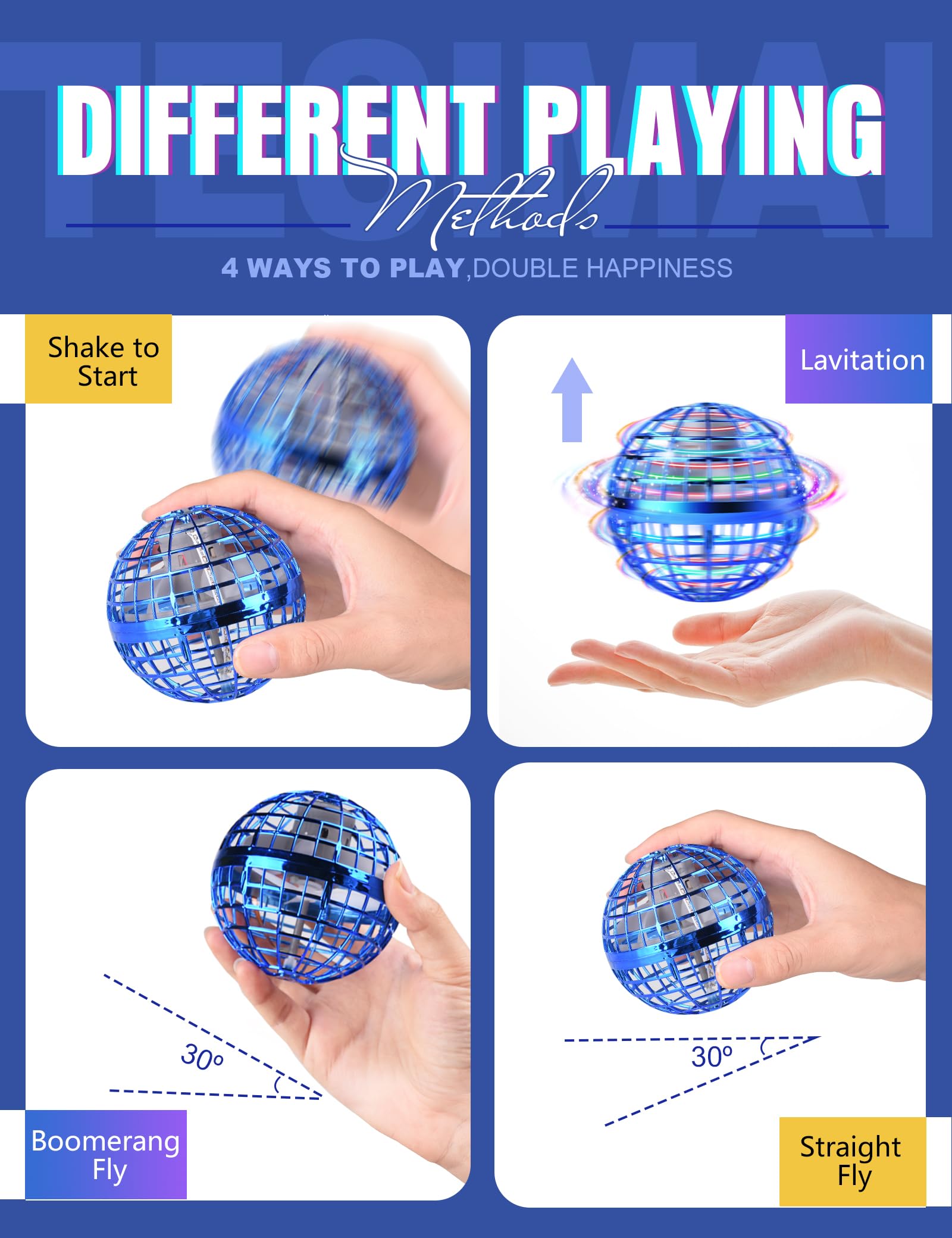 Vrainito Flying Orb Ball 2025 upgrade LED light effects for mesmerizing flight