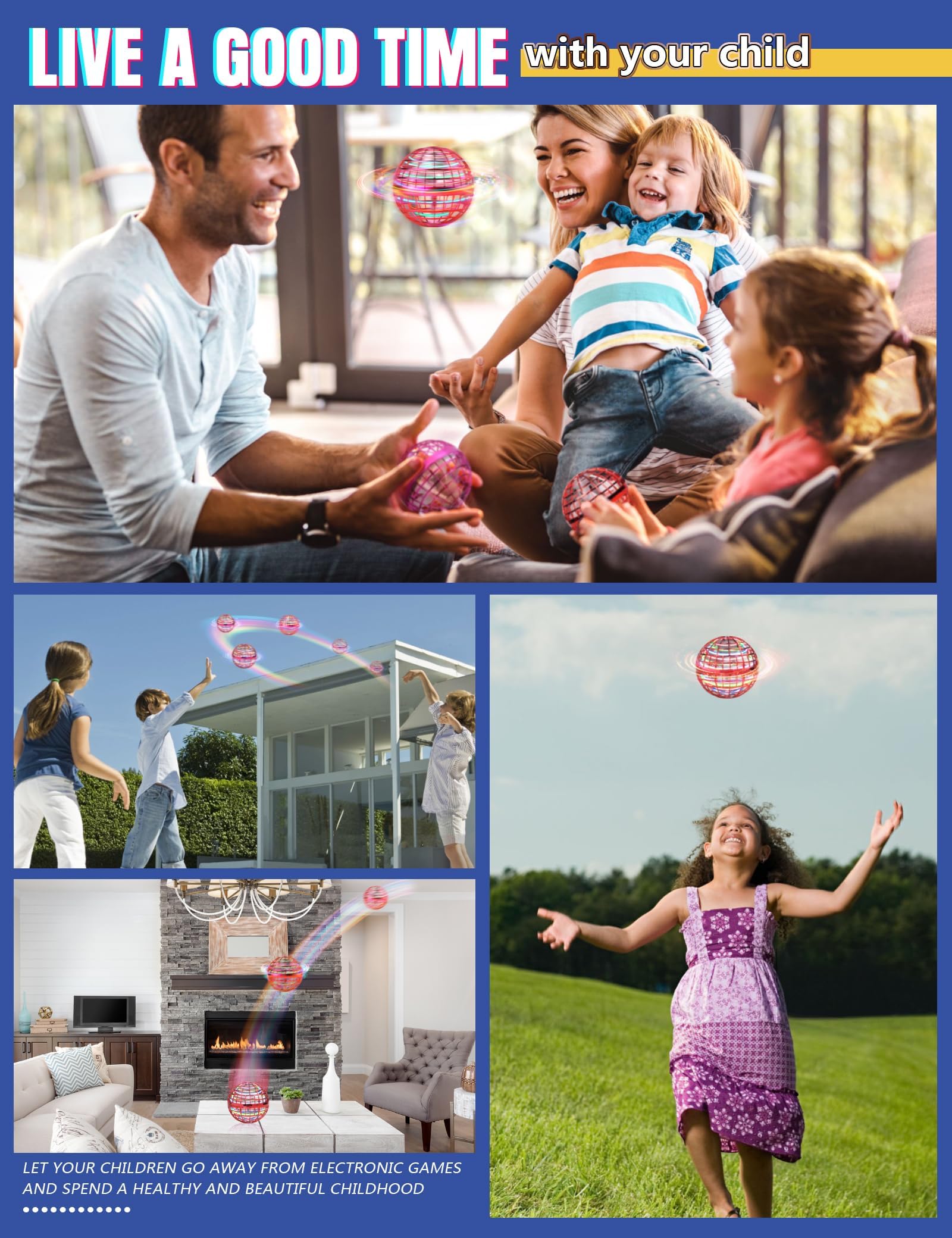Vrainito Flying Orb Ball USB charging to keep playtime ready