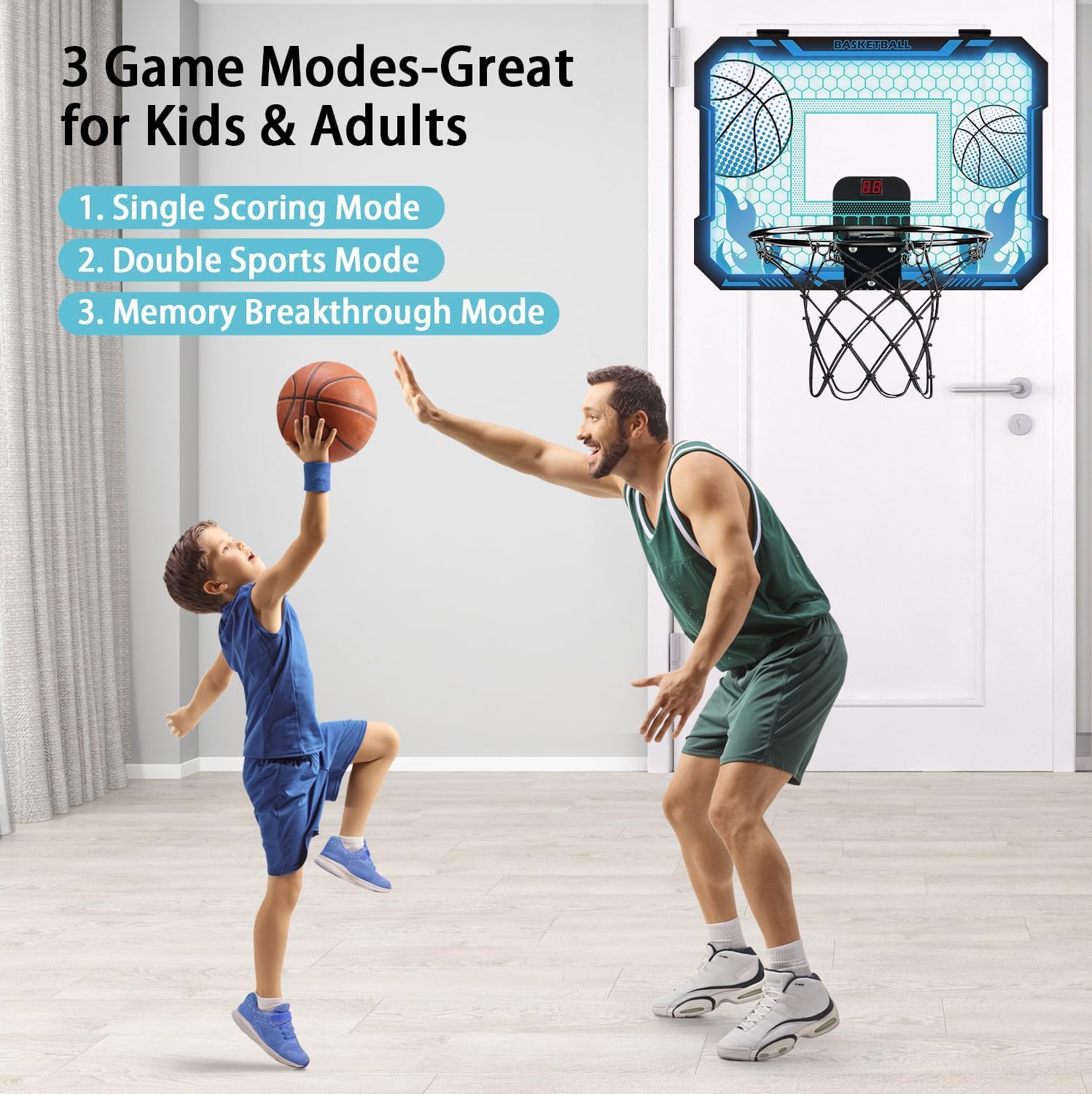 VROGTIK durable rim and backboard protect walls during play.