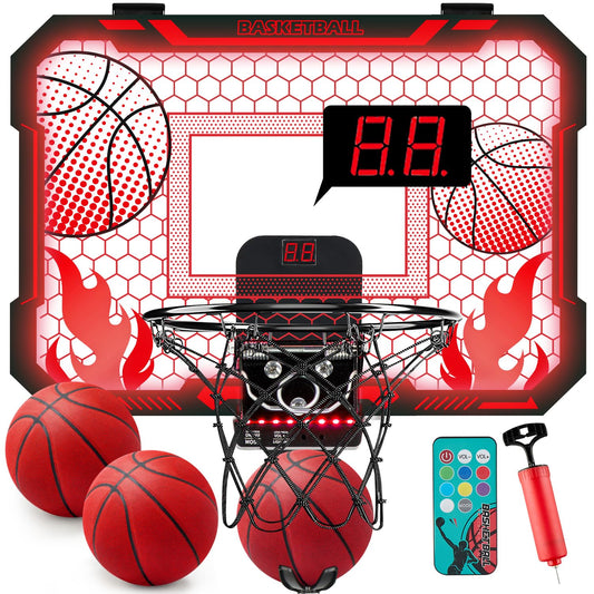 VROGTIK LED lights on indoor hoop for vibrant nighttime play