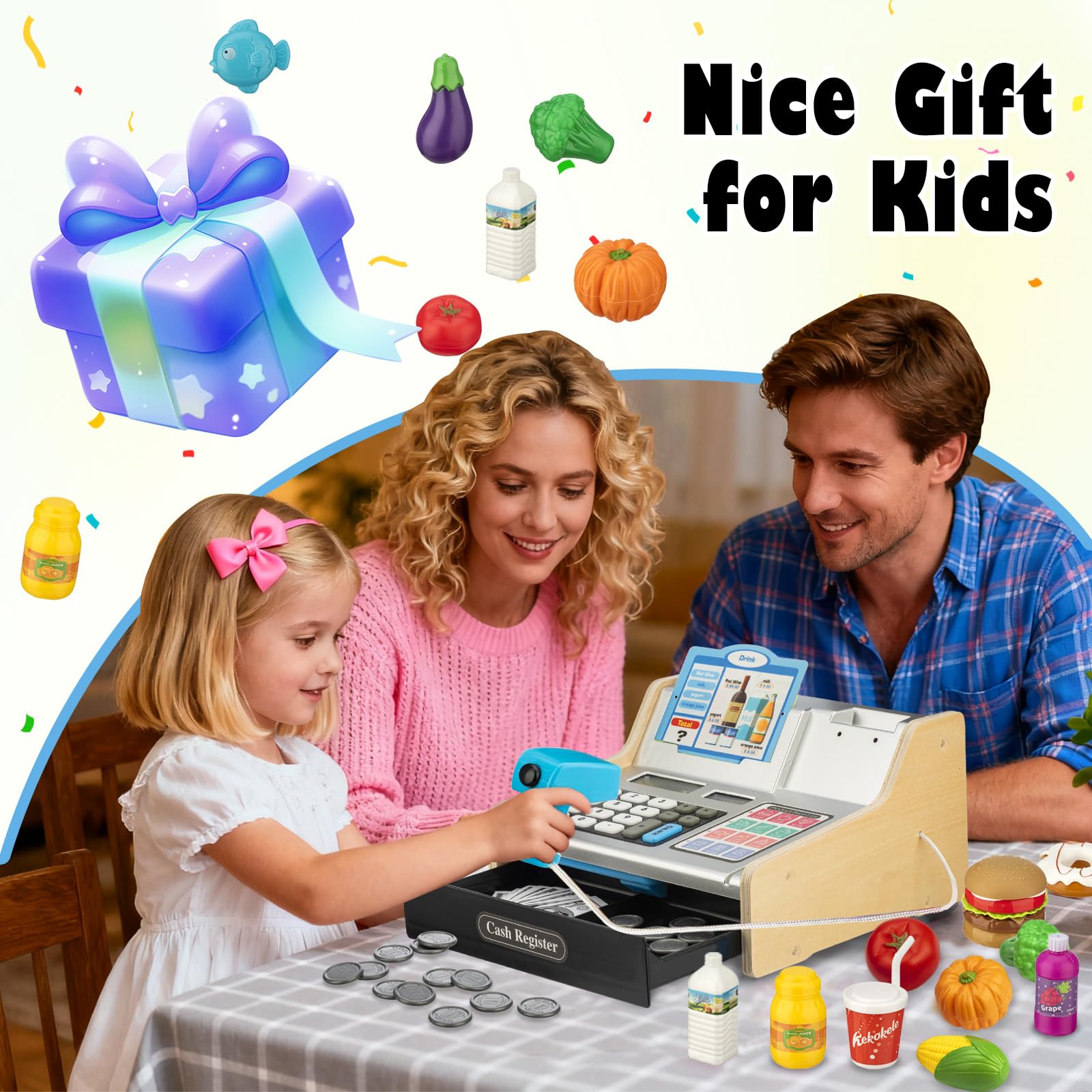 VROGTIK shopping cart and grocery playset for collaborative pretend shopping