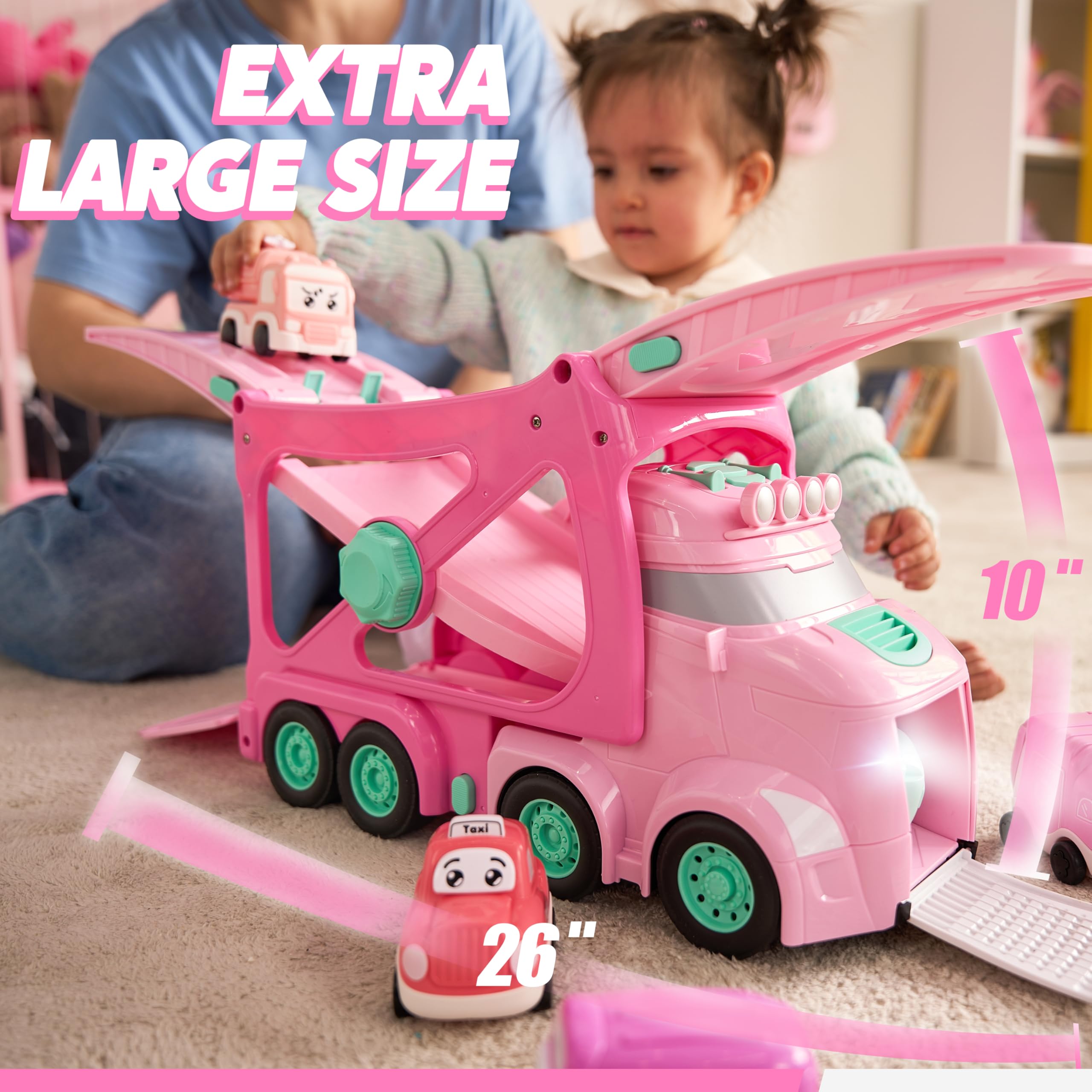 Vroomix 7-in-1 carrier truck open top for imaginative play and organization
