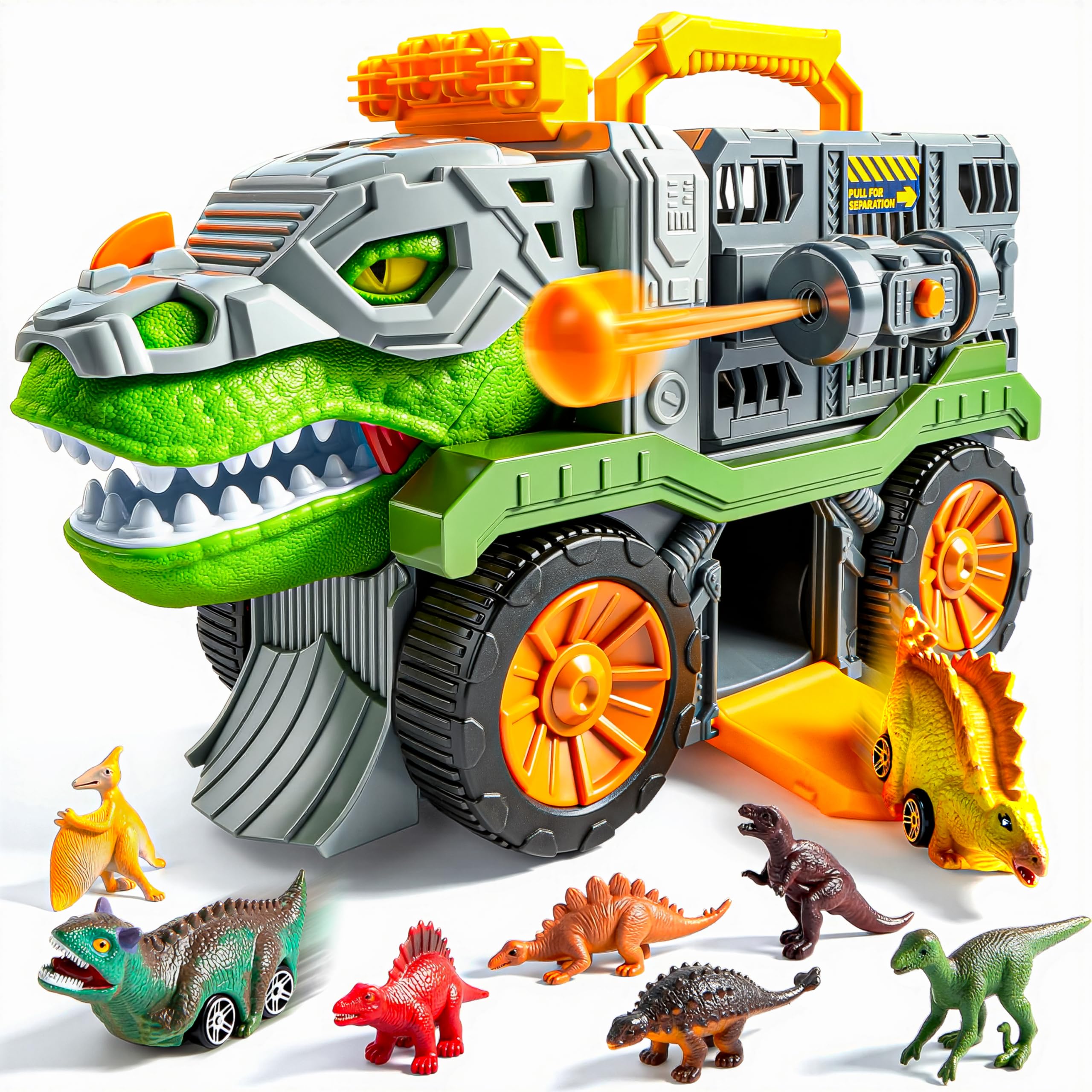 Vroomix JOVA dinosaur transport truck in action for durable playtime fun.