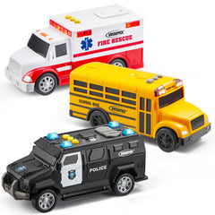 Vroomix Jova police car front view with lights for immersive play.