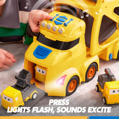 Vroomix three-layer truck with multi-access points supports versatile pretend scenarios.