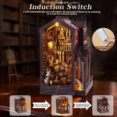 Vruelia Booknooks wooden puzzle easel enhances a vintage atelier vibe.