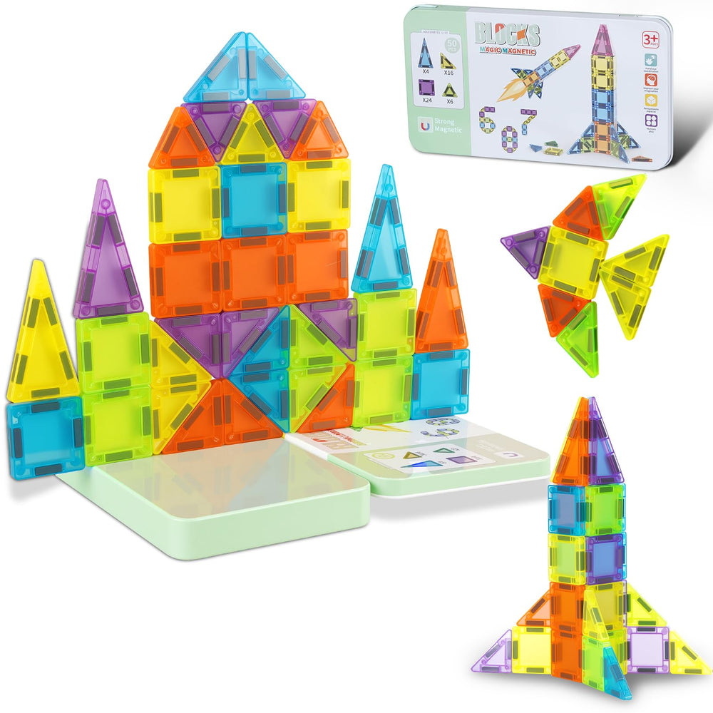 Vrythn mini magnetic tiles travel box enables portable play for kids