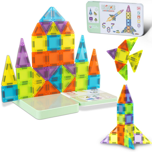 Vrythn mini magnetic tiles travel box enables portable play for kids