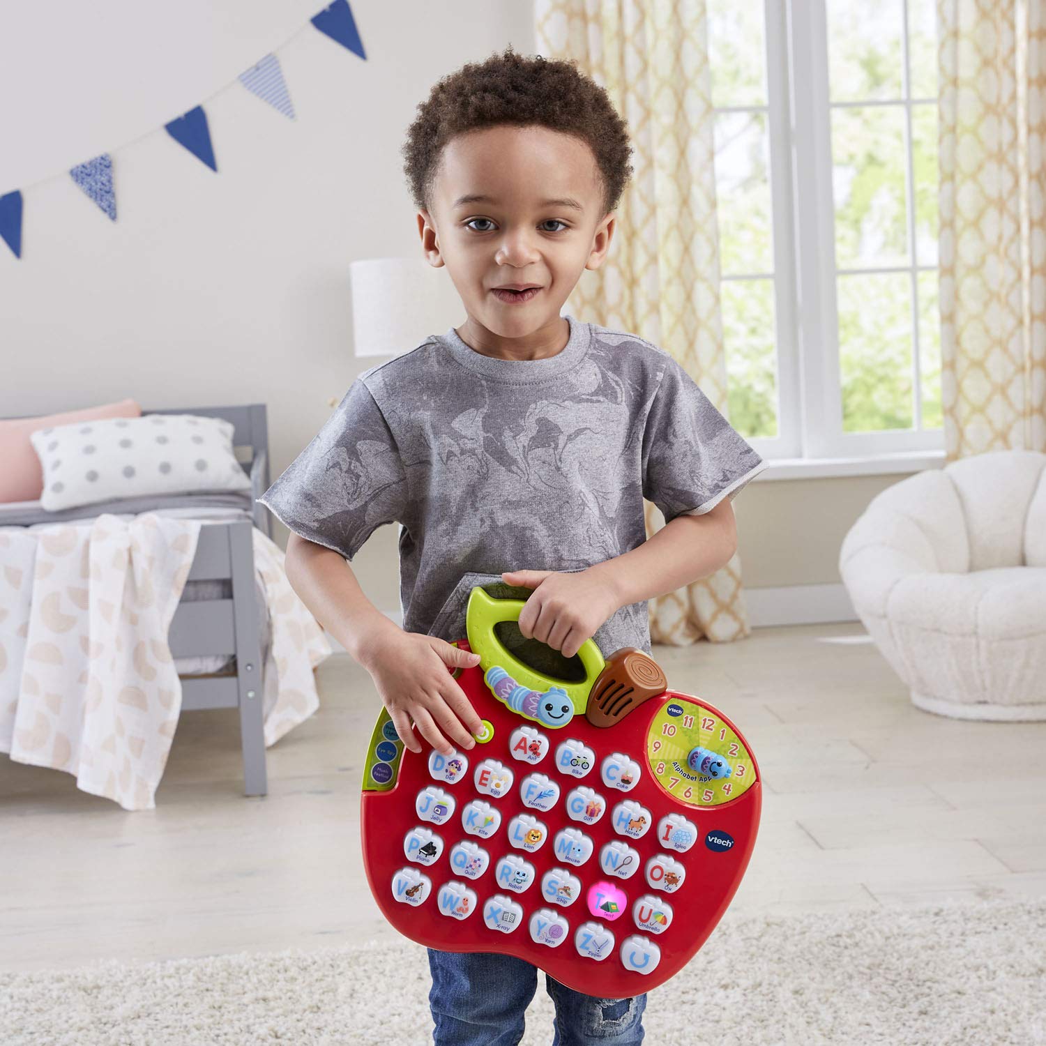 VTech ABC Learning Apple red phonics mode teaches sounds and letter names