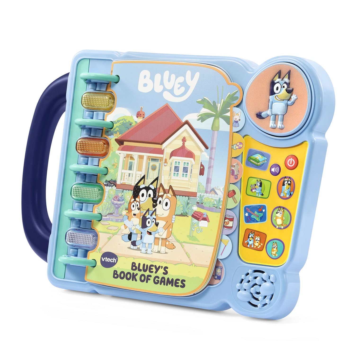 VTech Bluey’s Book of Games Music Mode highlights light-up buttons and sound effects.
