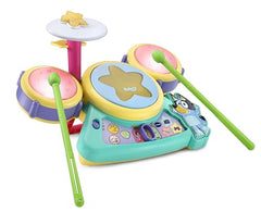 VTech Bluey Hooray Drum Set compact storage for drumsticks