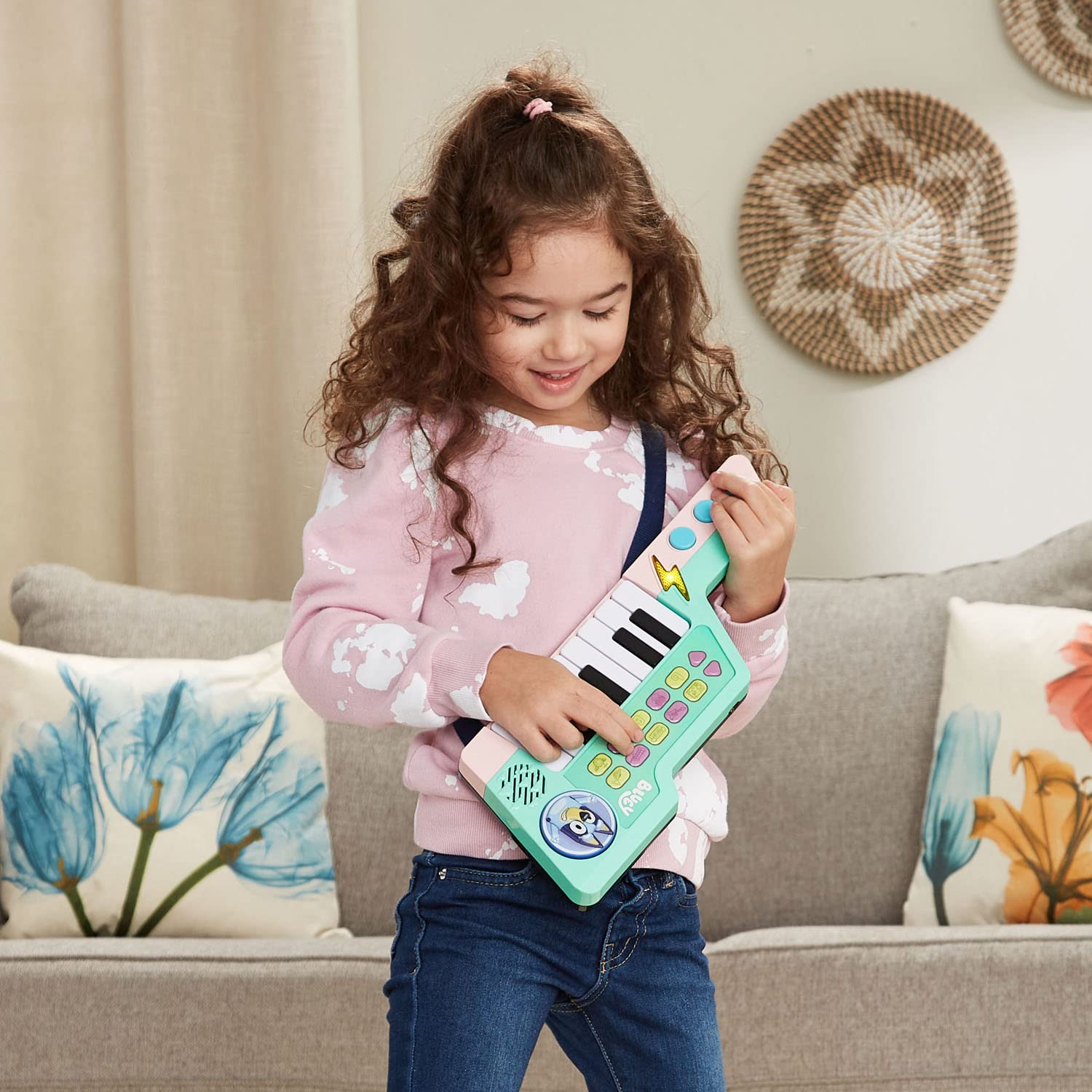 VTech Bluey keytar demonstrating 10 instruments and effects