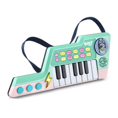 VTech Bluey keytar side view highlighting portable design