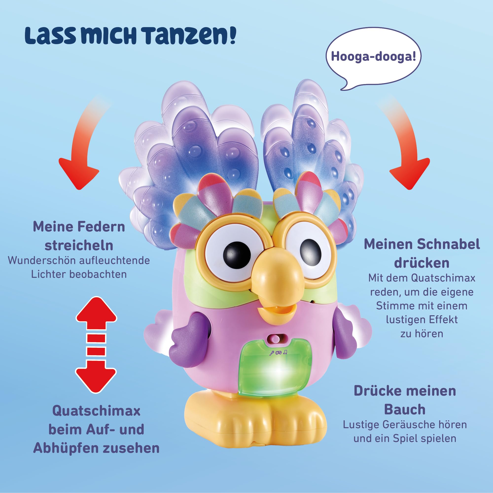 VTech Bluey Quatschimax head wings move for expressive play
