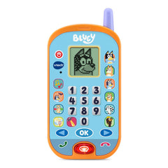 VTech Bluey Ring Ring Phone front view with colorful buttons for pretend play