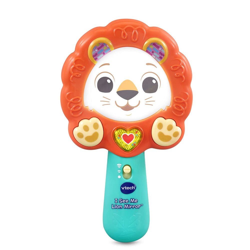 VTech I See Me Lion Mirror reflection shows your child their own face with a friendly surprise.