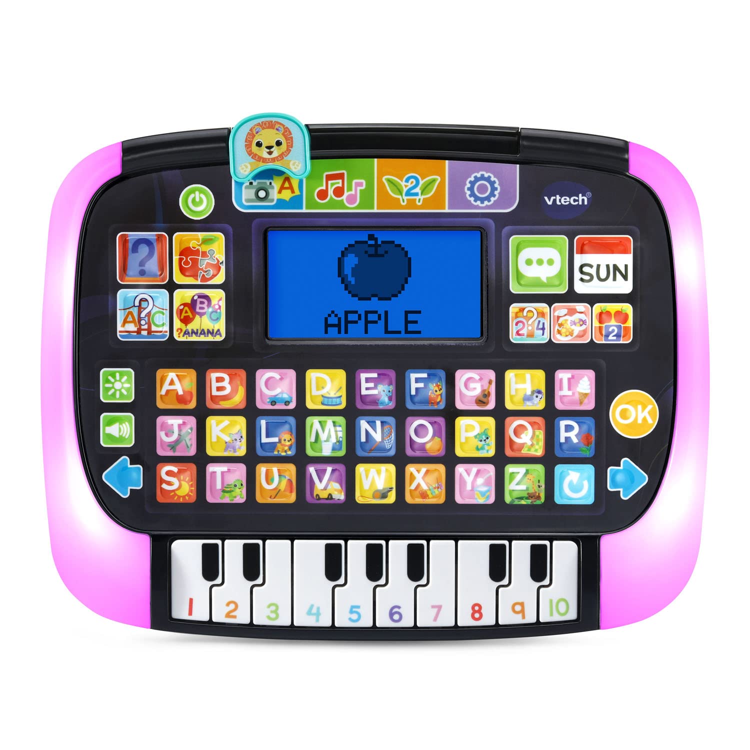 VTech Little Apps Tablet LED color options in red, purple, blue, or pink.