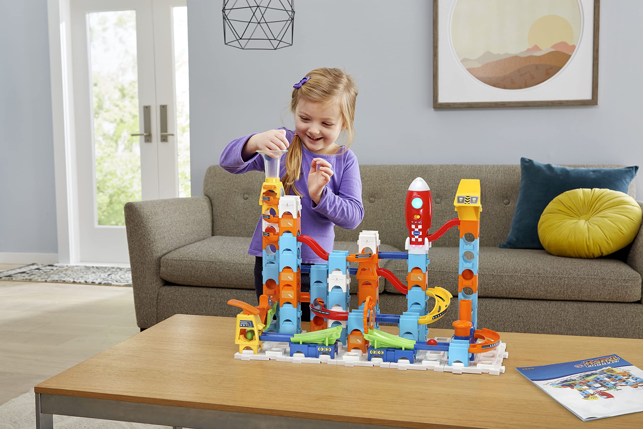 VTech Marble Rush pieces connect easily for quick reconfigurations