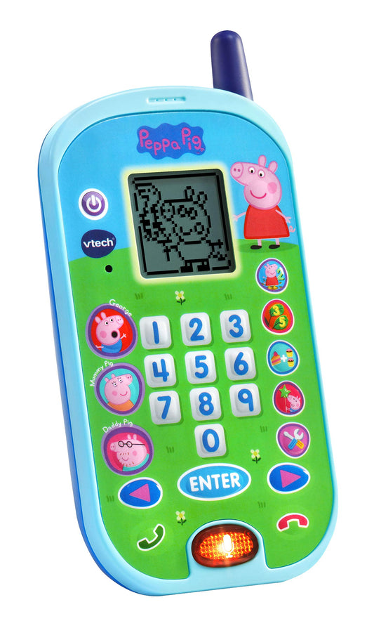 VTech Peppa Pig Lets Chat Phone LCD screen shows family in action